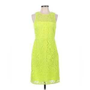 J. Crew Collection Neon Green Lace Sheath Dress (Size 10)